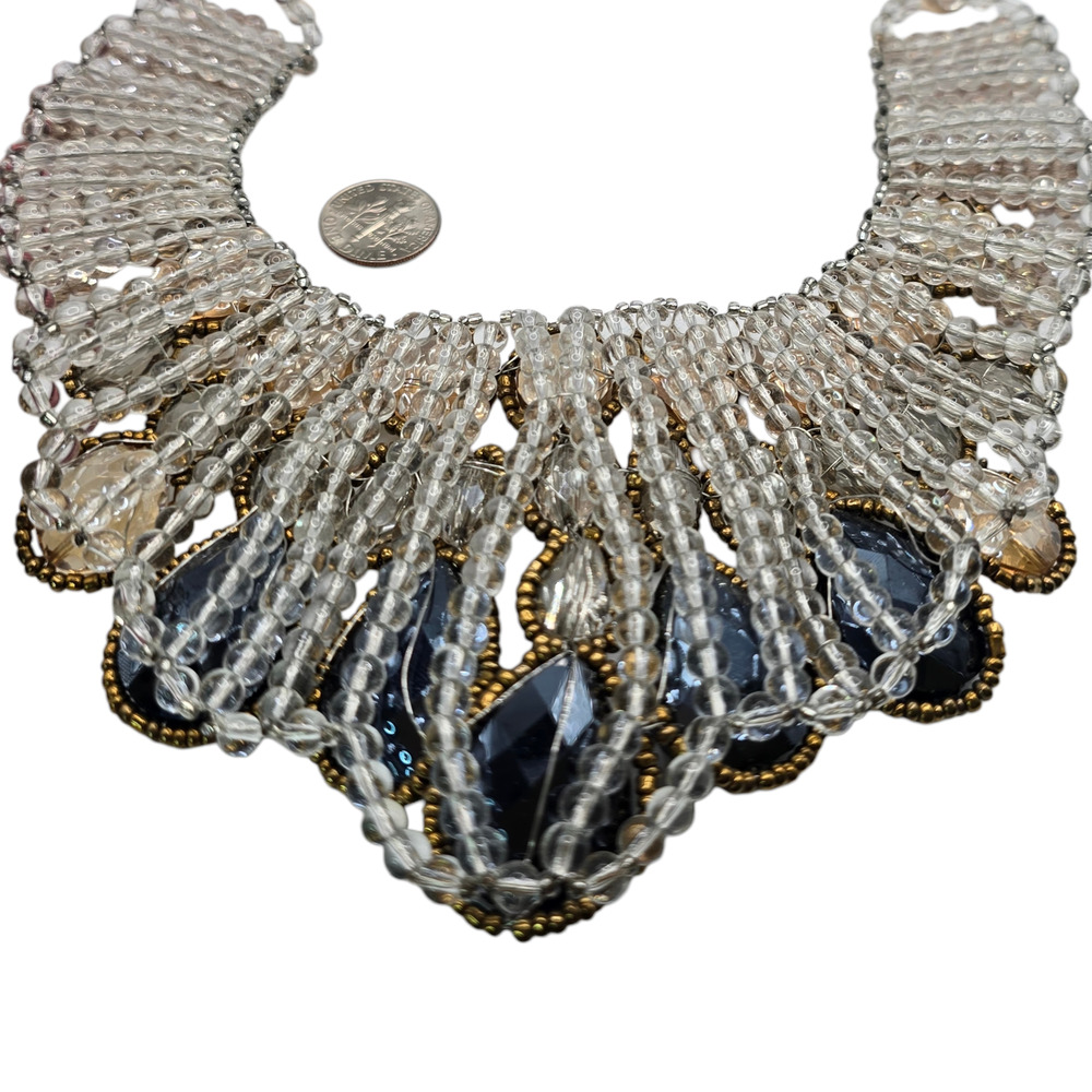 Chico's Necklace Chicos Bib Beaded Black Teardrop Crystal Multicolor 16" SK2900 - Picture 8 of 8